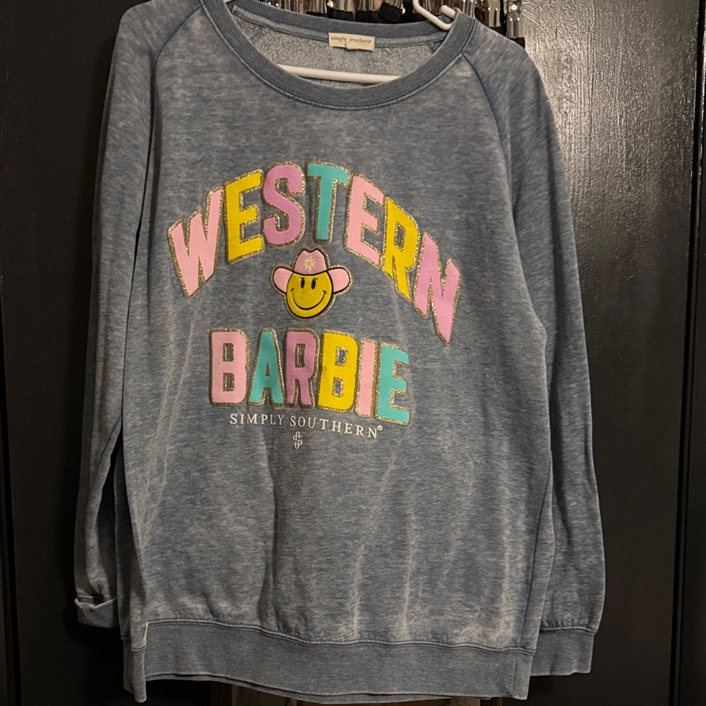 Simply Southern Blue Western Barbie Pullover
